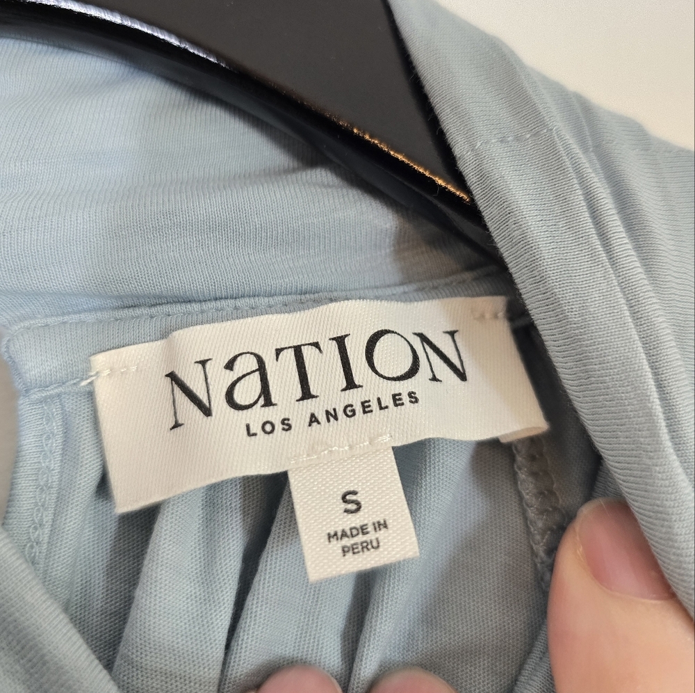 Nation Los Angeles Rosalie Blouse Top Small in Sea Moss - Picture 10 of 13